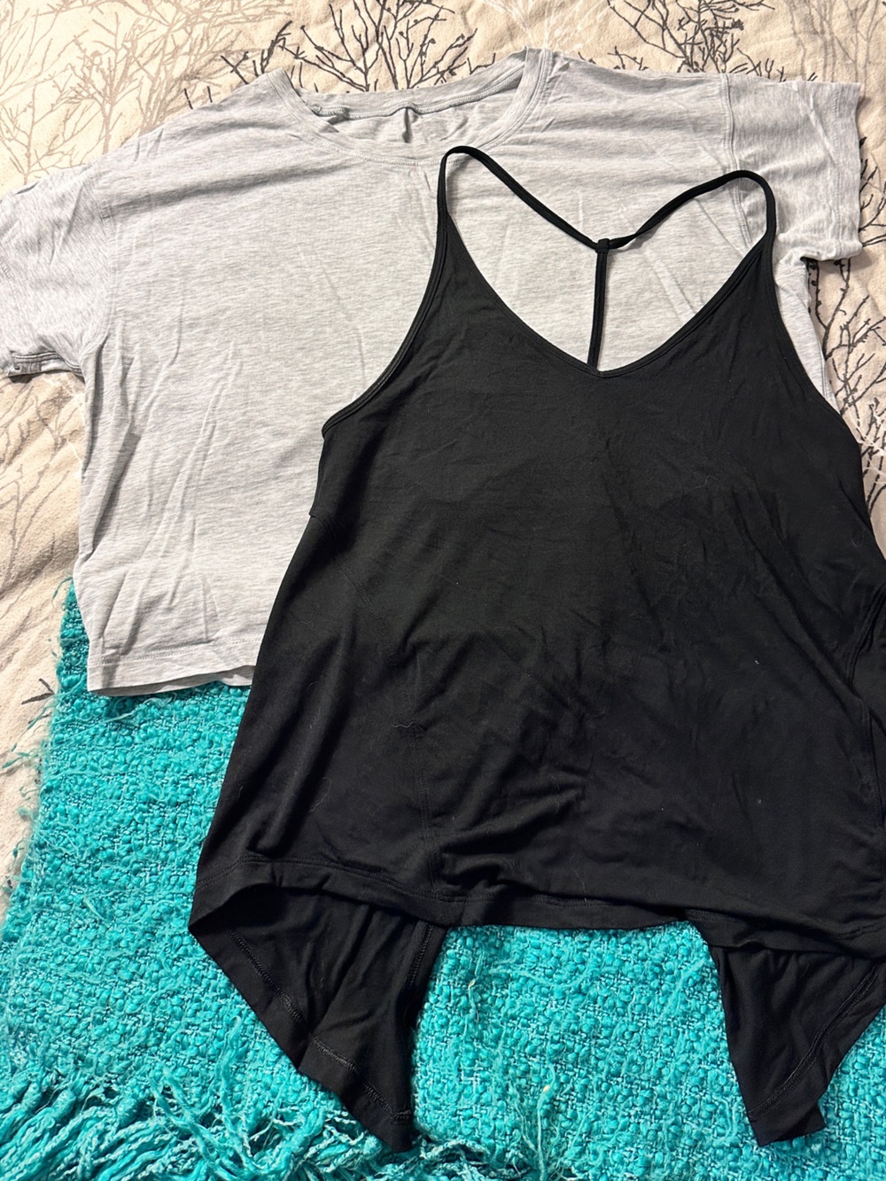 Two Lululemon tops ; Women’s Black V-Neck Tank Top + grey cates Tee